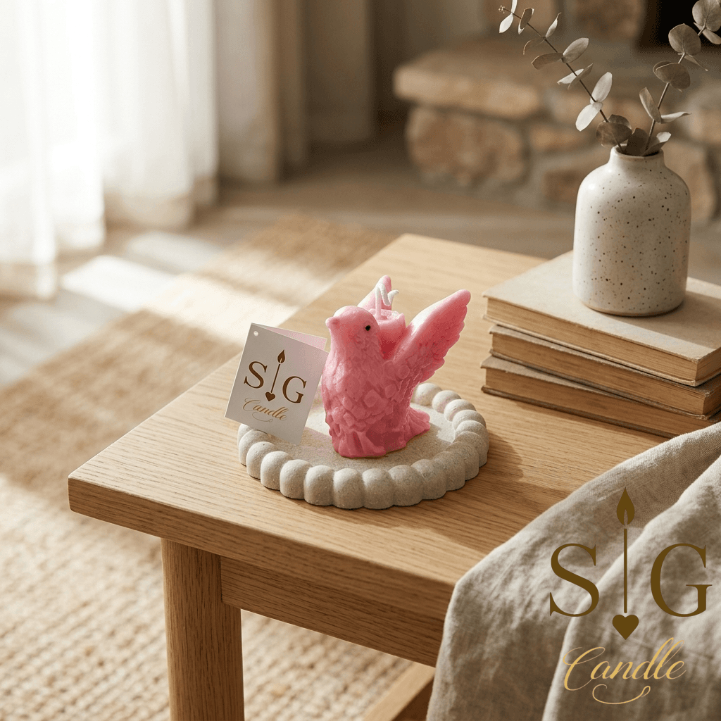 Vela Escultórica Pájaro Rosé – imagen 3